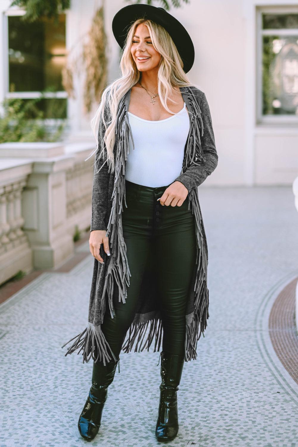 Rowdy Distressed Fringe Duster - Honeypot