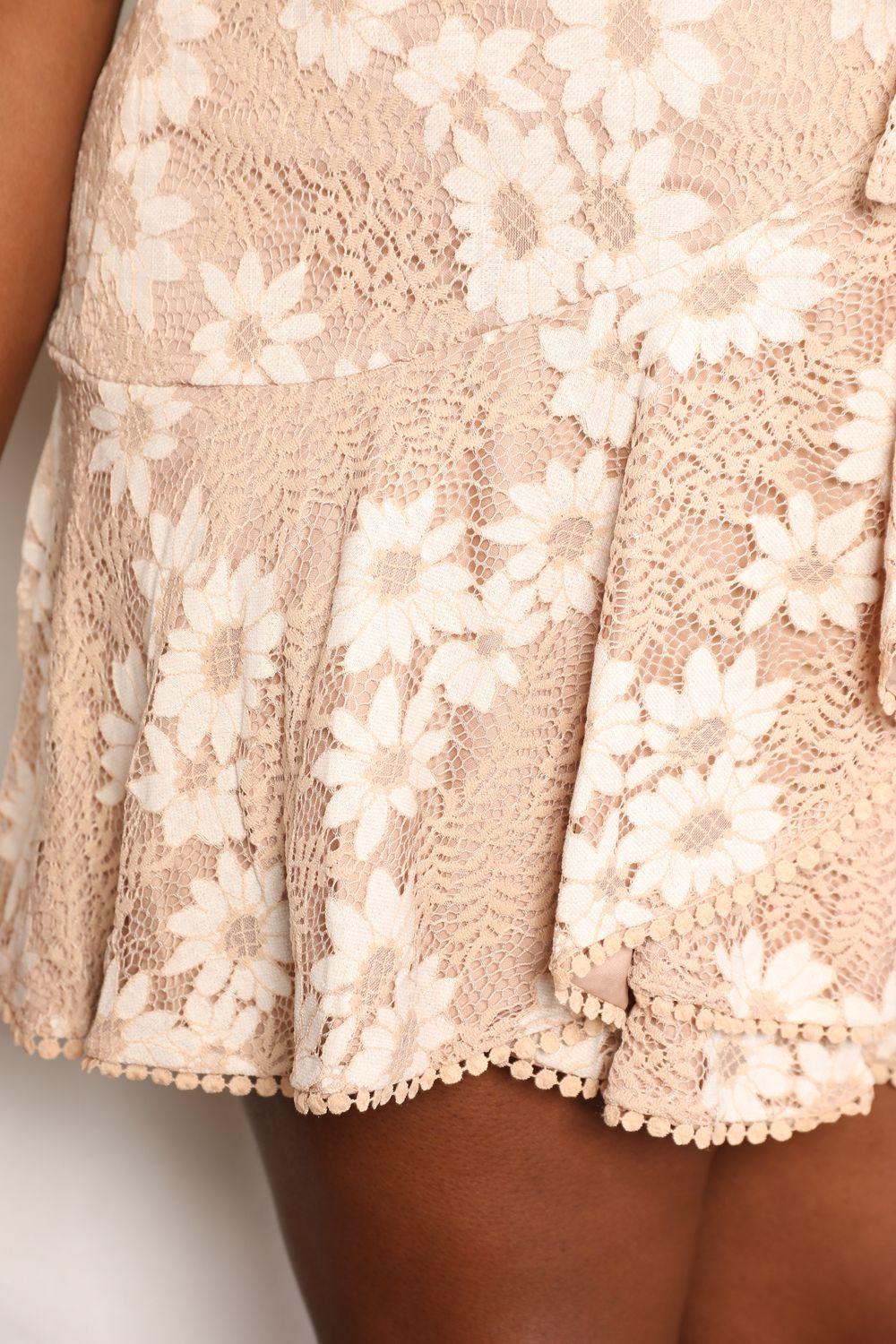 Double Take Floral Lace Pompom Detail Tie-Waist Flutter Sleeve Dress // Honeypot: New + Vintage High Quality Western Wear