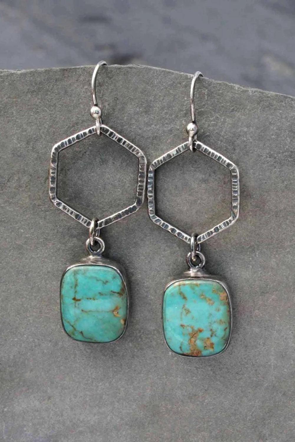 Turquoise Dupe Geometric Drop Earrings - Honeypot