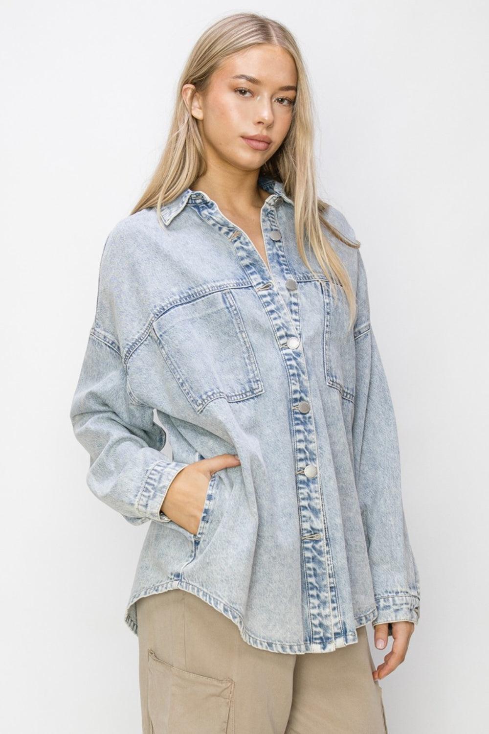 Button Up Long Sleeve Shacket - Honeypot