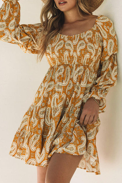 Yellow Paisley Boho Dress - Honeypot