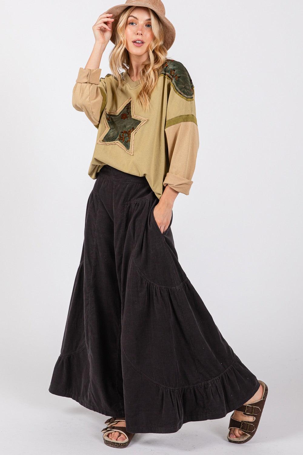 SAGE + FIG High Rise Corduroy Wide Leg Pants - Honeypot