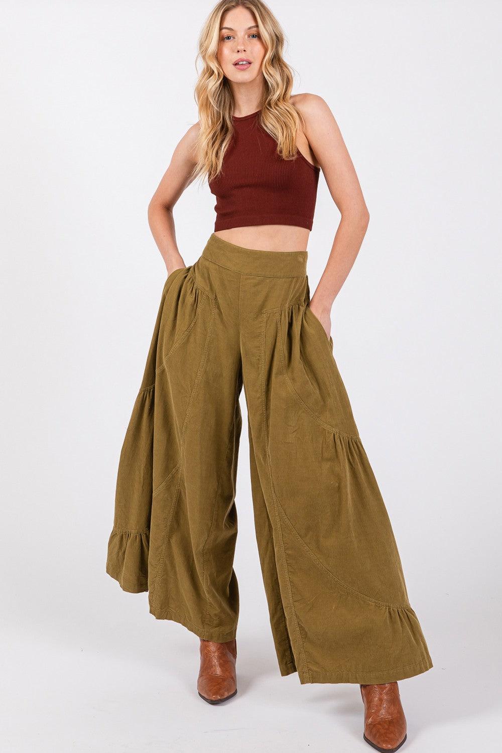 SAGE + FIG High Rise Corduroy Wide Leg Pants - Honeypot