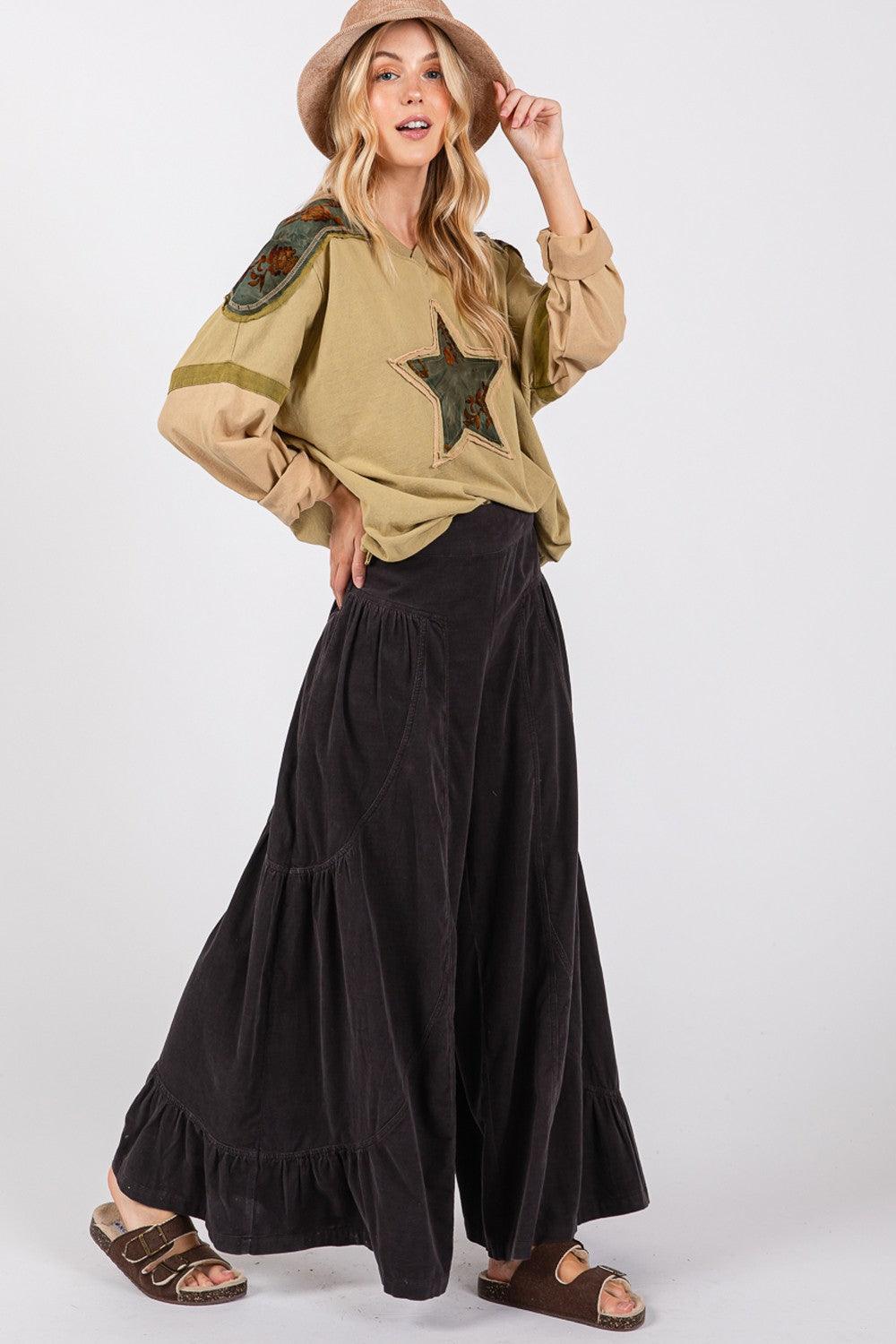 SAGE + FIG High Rise Corduroy Wide Leg Pants - Honeypot