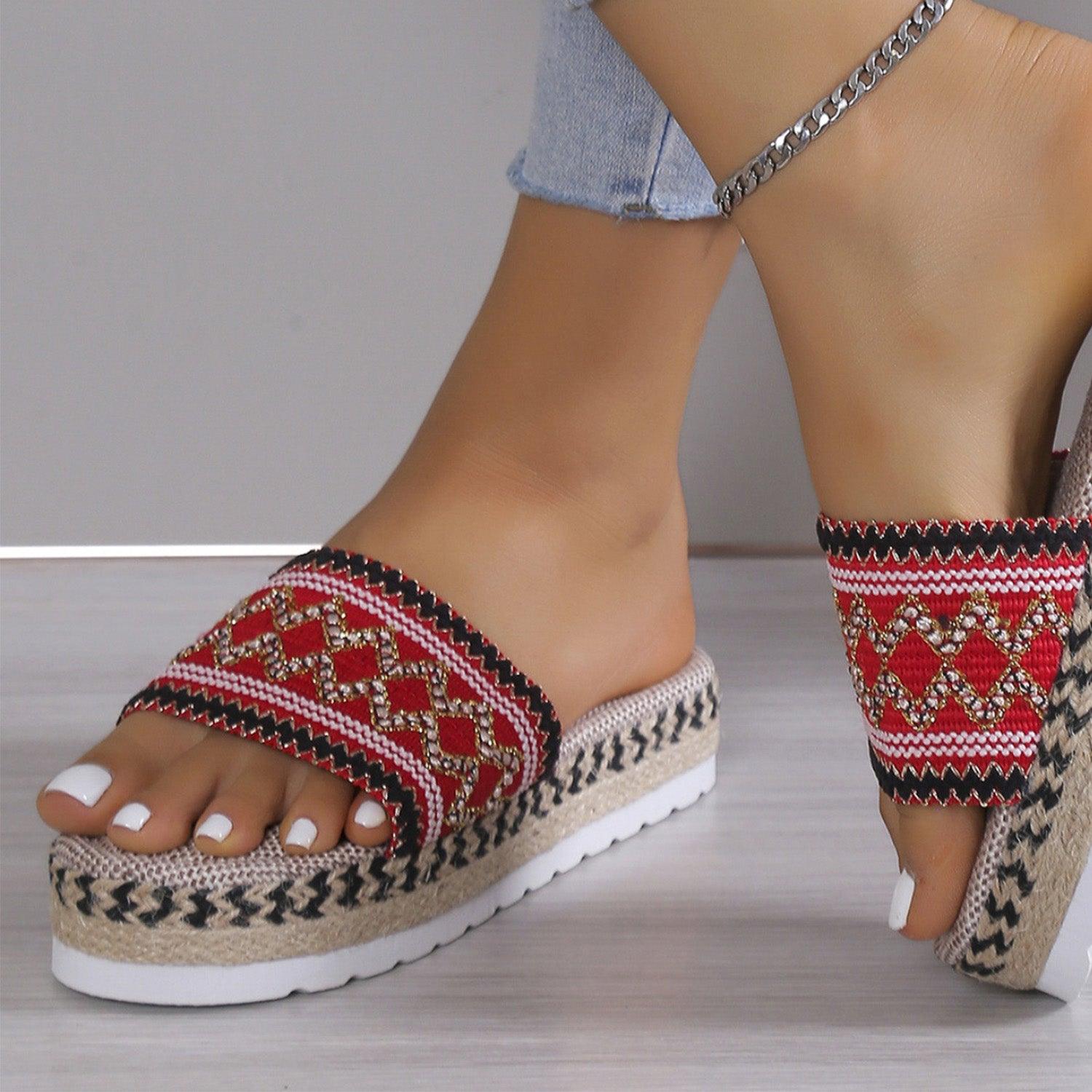 Geometric Weave Platform Sandals - Honeypot