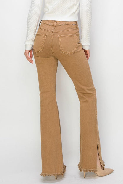 RISEN Bailey Full Size High Waist Side Slit Flare Jeans // Honeypot: New + Vintage High Quality Western Wear