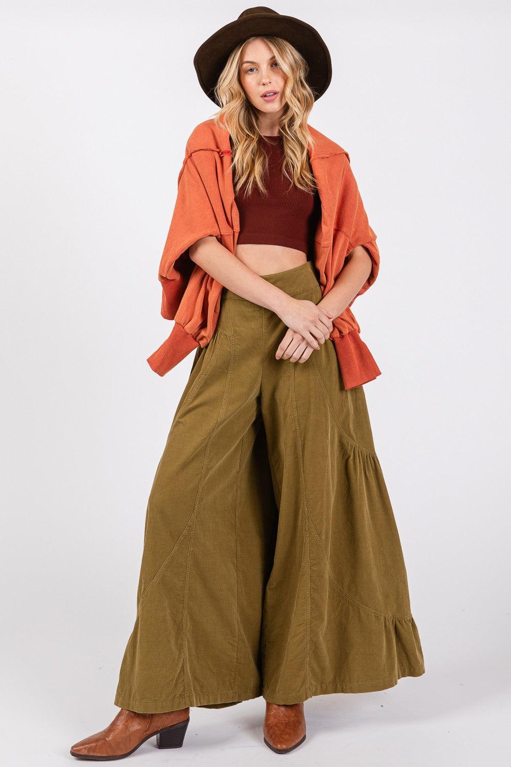 SAGE + FIG High Rise Corduroy Wide Leg Pants - Honeypot