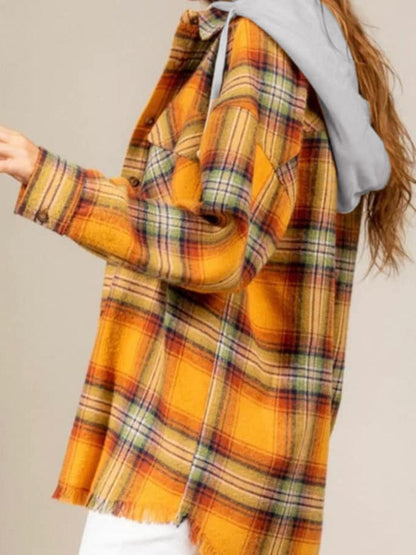 Raw Hem Plaid Long Sleeve Hooded Jacket // Honeypot: New + Vintage High Quality Western Wear