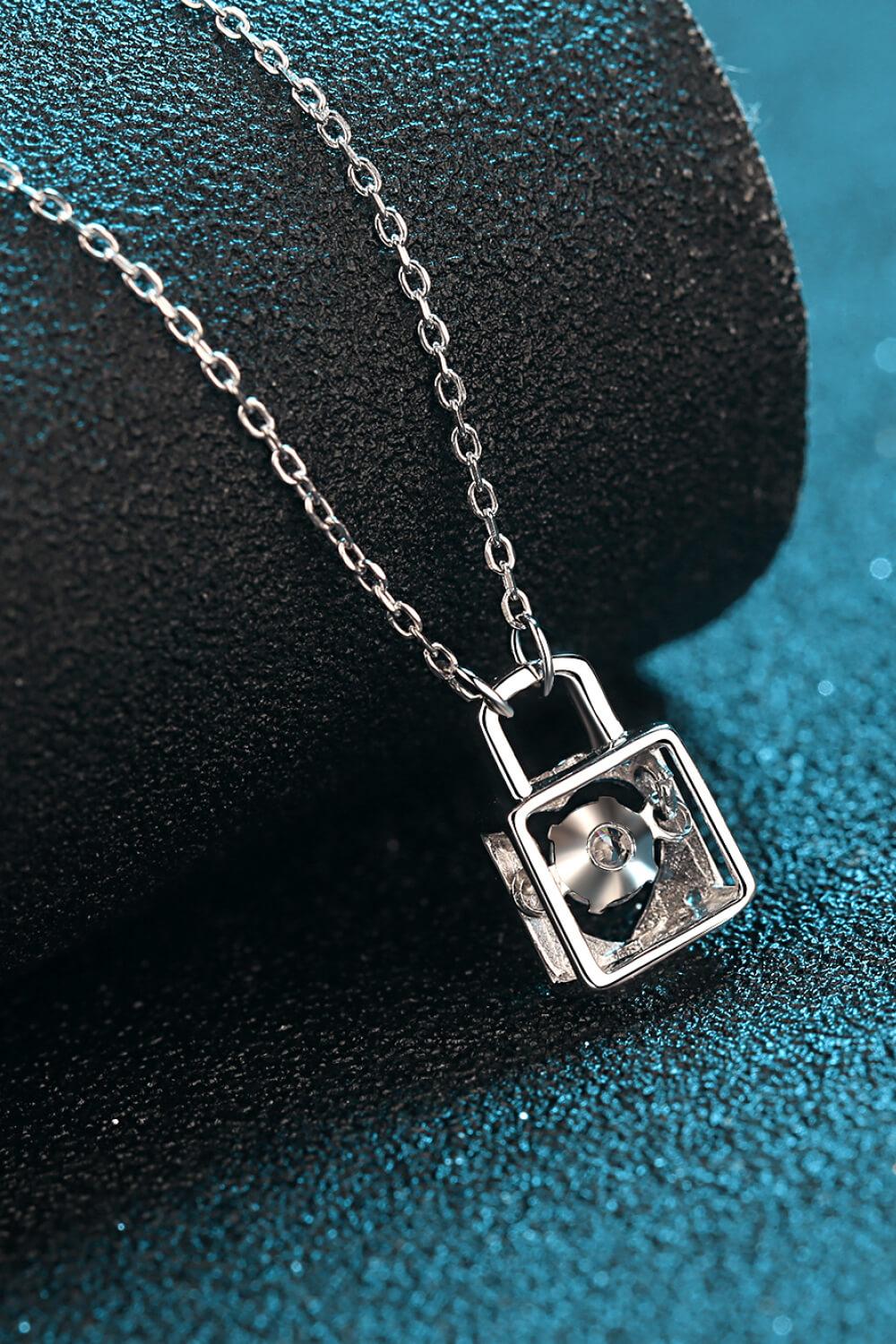 Adored Moissanite Lock Pendant Necklace - Honeypot