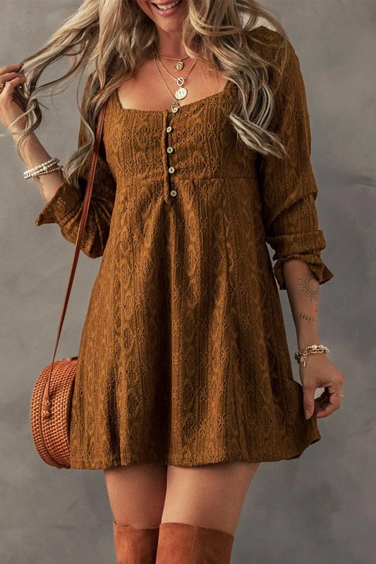 Textured Square Neck Mini Dress // Honeypot: New + Vintage High Quality Western Wear