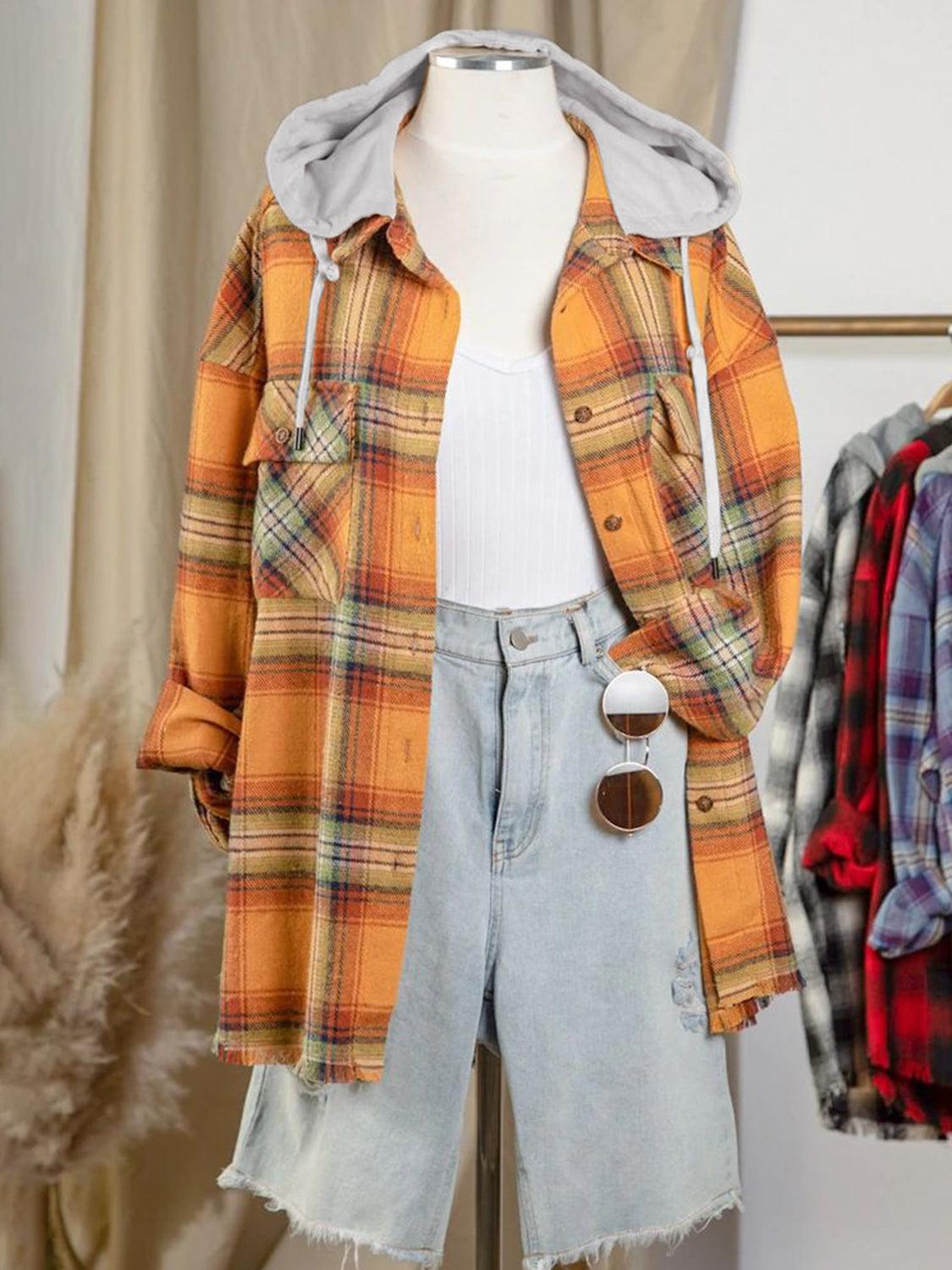 Raw Hem Plaid Long Sleeve Hooded Jacket // Honeypot: New + Vintage High Quality Western Wear