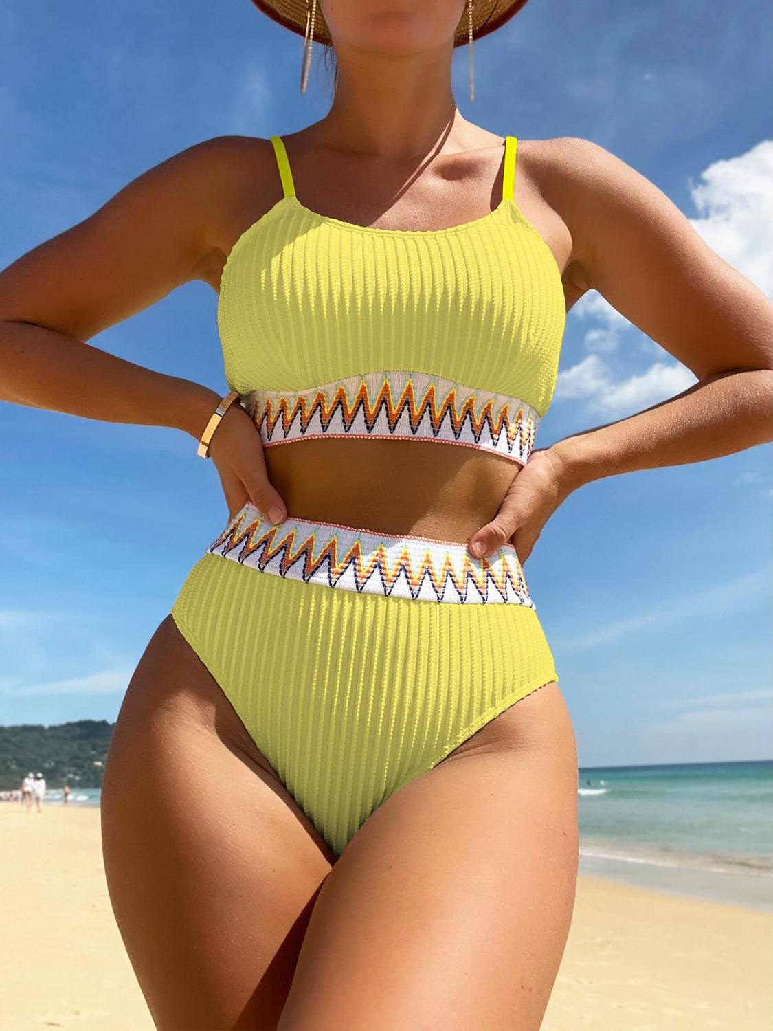 Scoop Neck Spaghetti Strap Two-Piece Swim Set - Honeypot