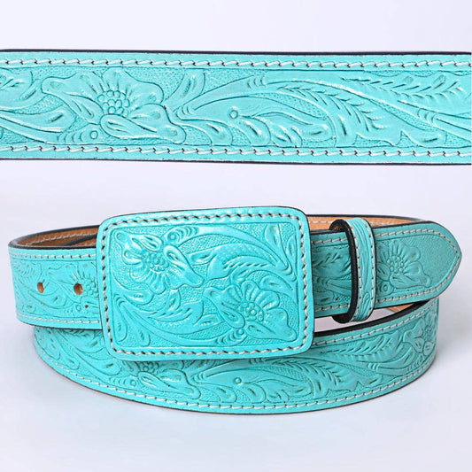 Hand-Tooled Genuine American Leather Unisex Belt