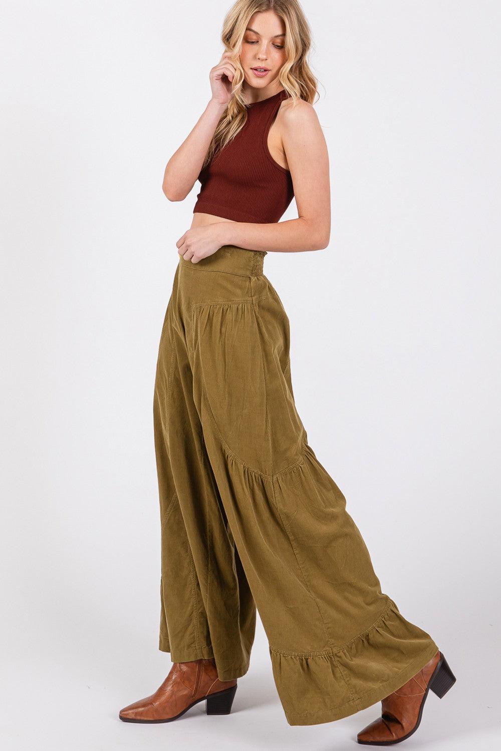 SAGE + FIG High Rise Corduroy Wide Leg Pants - Honeypot