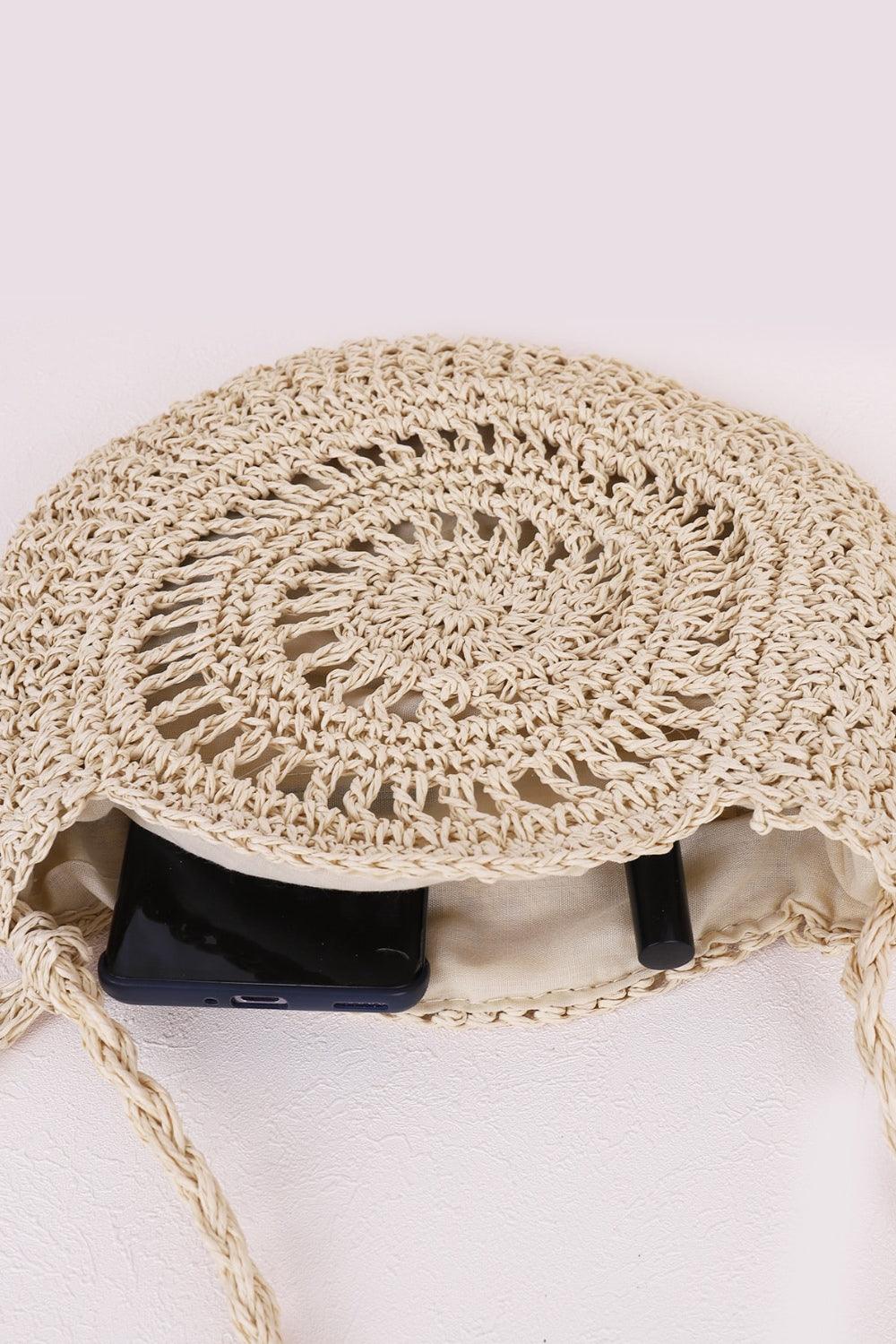 Tassel Straw Braided Strap Shoulder Bag - Honeypot