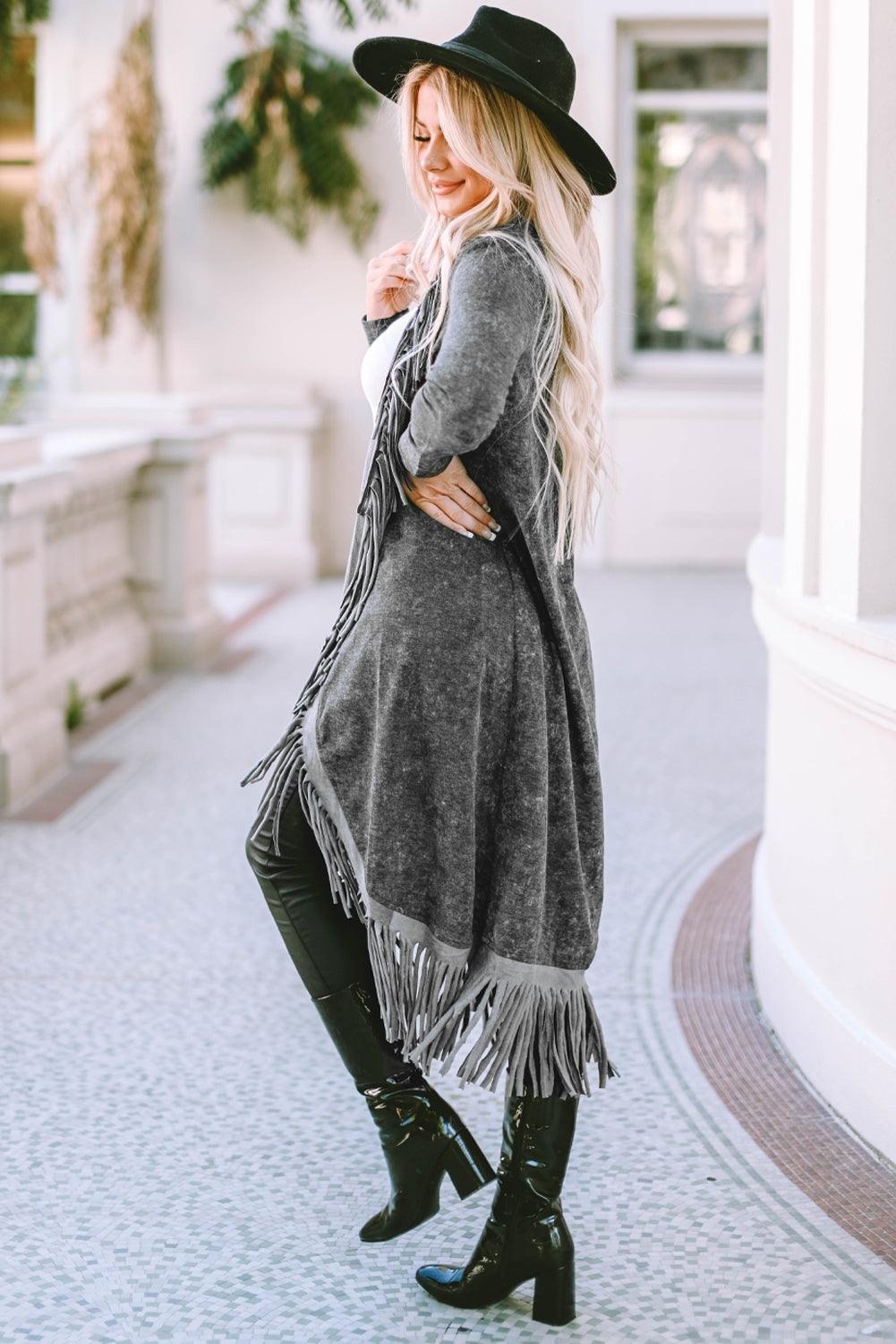 Rowdy Distressed Fringe Duster - Honeypot