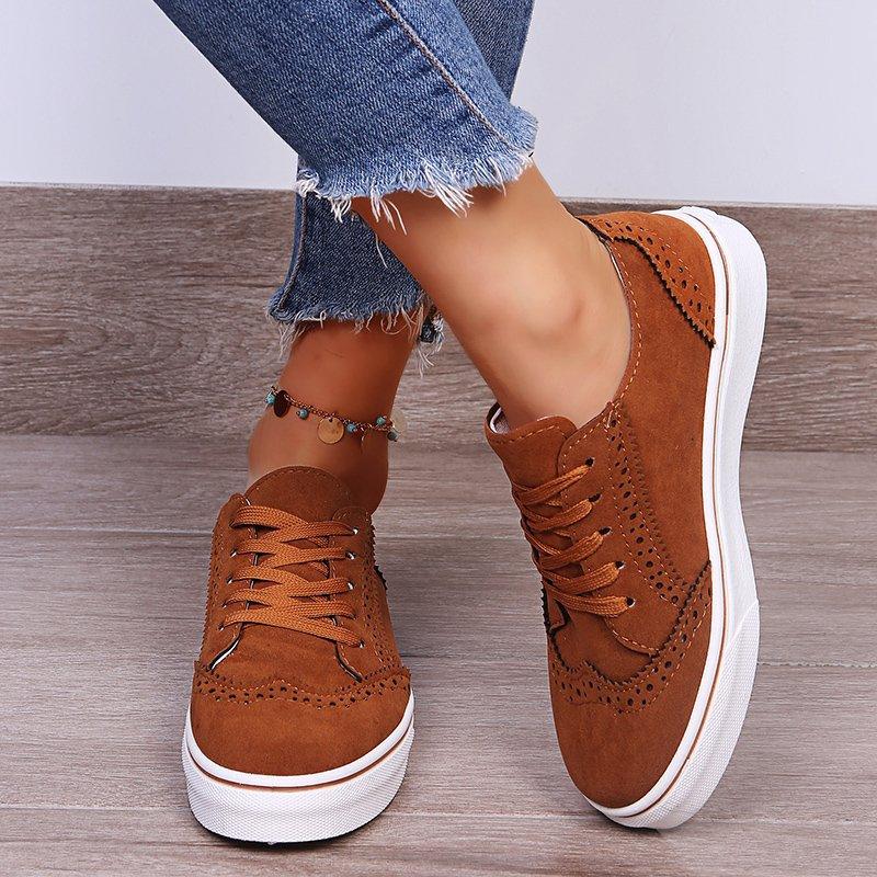 Suede Lace-Up Flat Sneakers - Honeypot