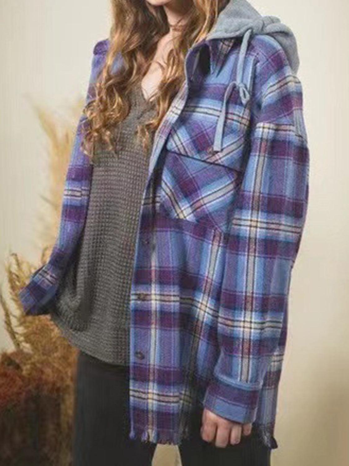 Raw Hem Plaid Long Sleeve Hooded Jacket // Honeypot: New + Vintage High Quality Western Wear