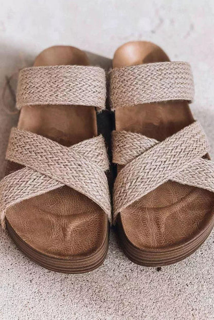 Woven Cross Criss Hollowed Slip-Ons - Honeypot