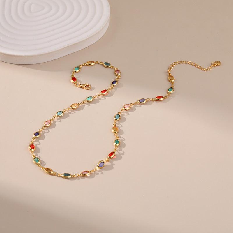 18K Plated Stained Glass Collarbone Chain - Honeypot