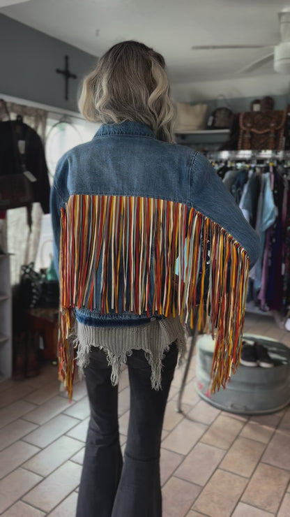 Denim Jacket w Fringe // Scully, L